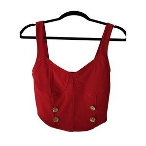 Zara - Orange cropped top with gold buttons